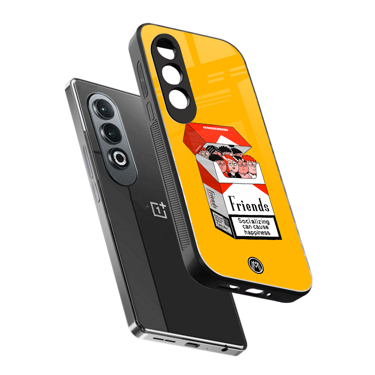 socializing can cause happiness back phone cover | glass case for oneplus nord ce 4