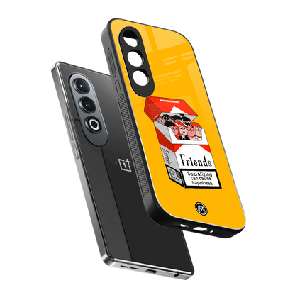 socializing can cause happiness back phone cover | glass case for oneplus nord ce 4