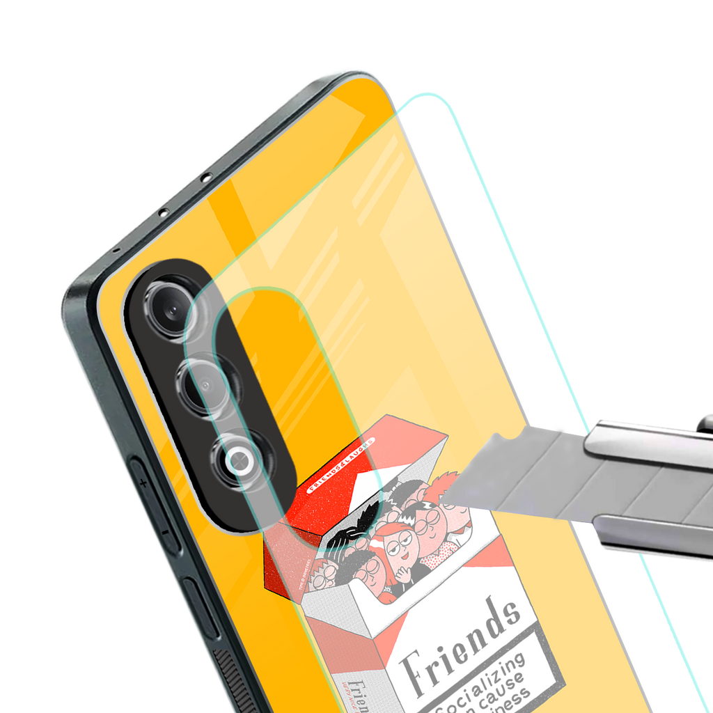 socializing can cause happiness back phone cover | glass case for oneplus nord ce 4