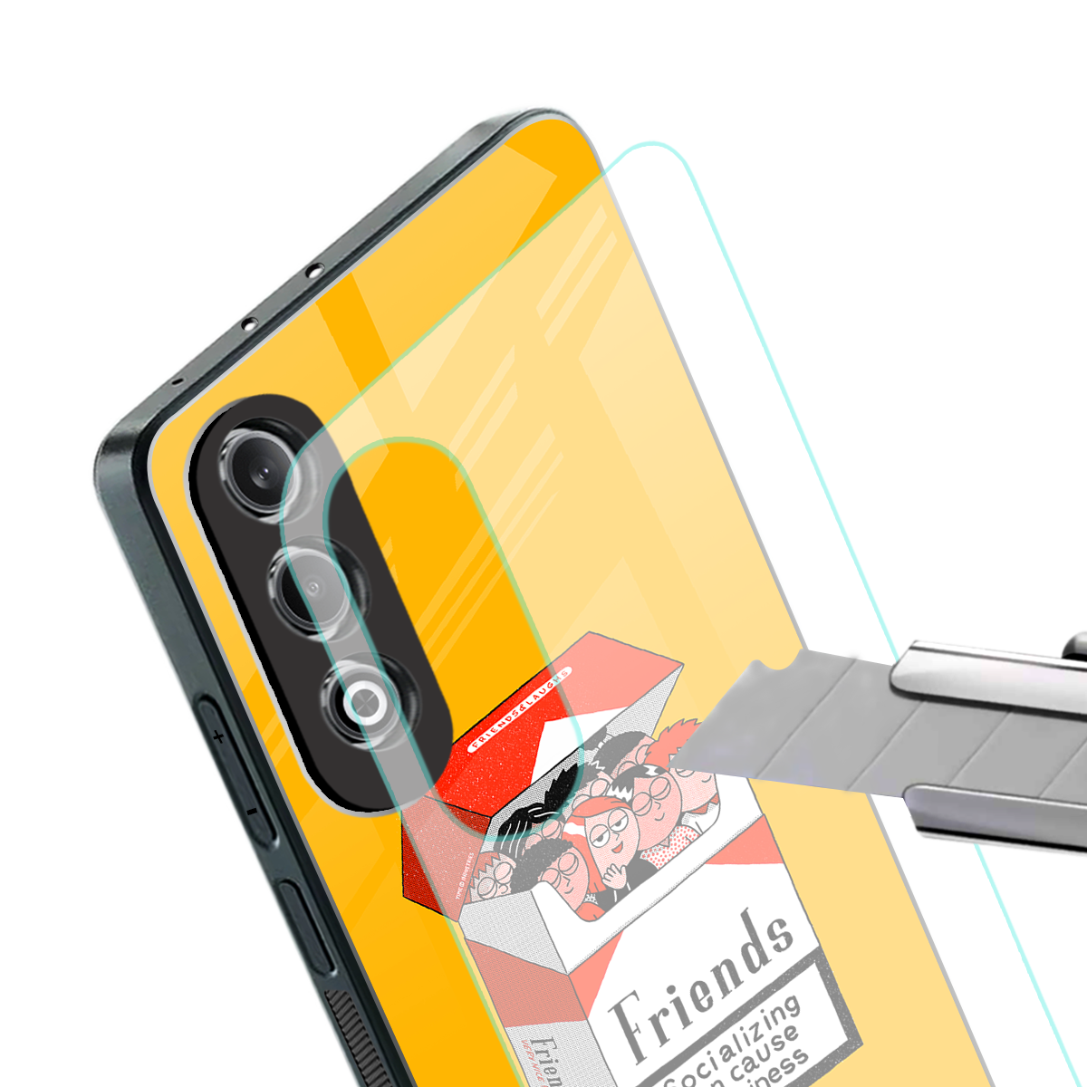 socializing can cause happiness back phone cover | glass case for oneplus nord ce 4