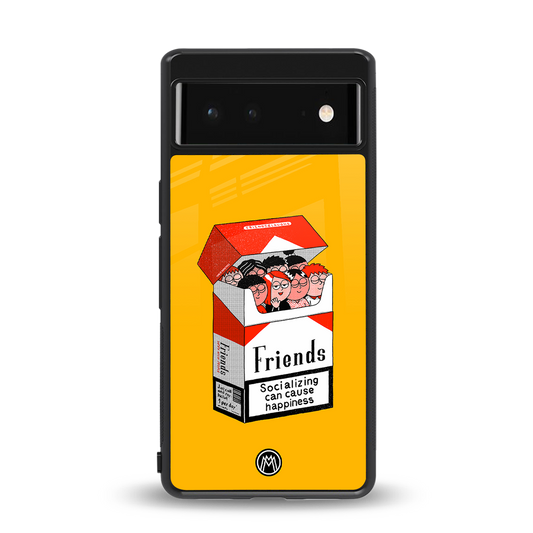 socializing can cause happiness back phone cover | glass case for Google Pixel 6A