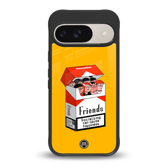 socializing can cause happiness back phone cover | glass case for google pixel 9