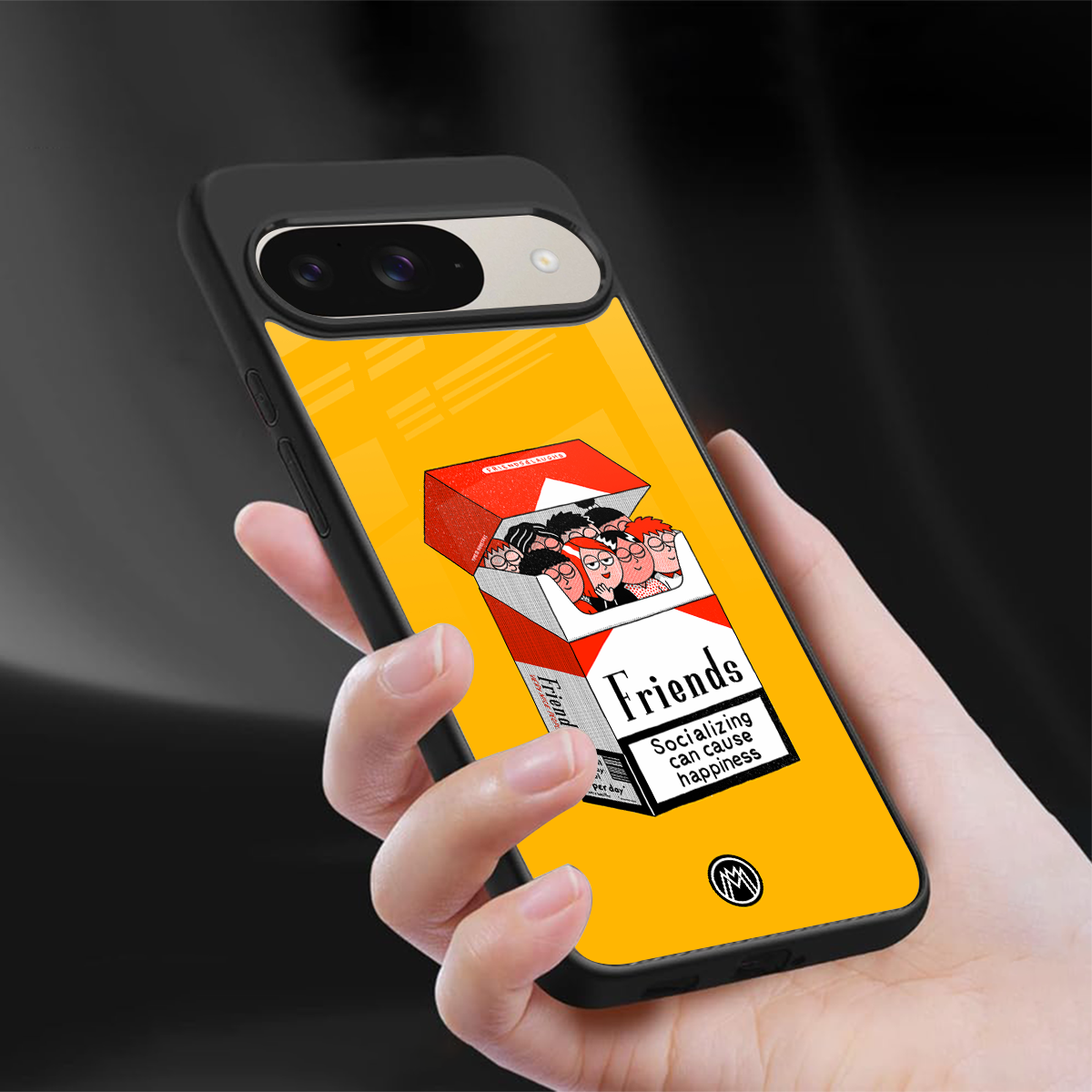 socializing can cause happiness back phone cover | glass case for google pixel 9