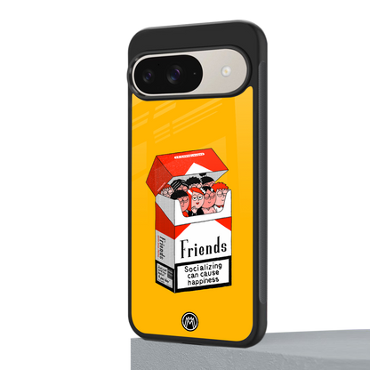 socializing can cause happiness back phone cover | glass case for google pixel 9