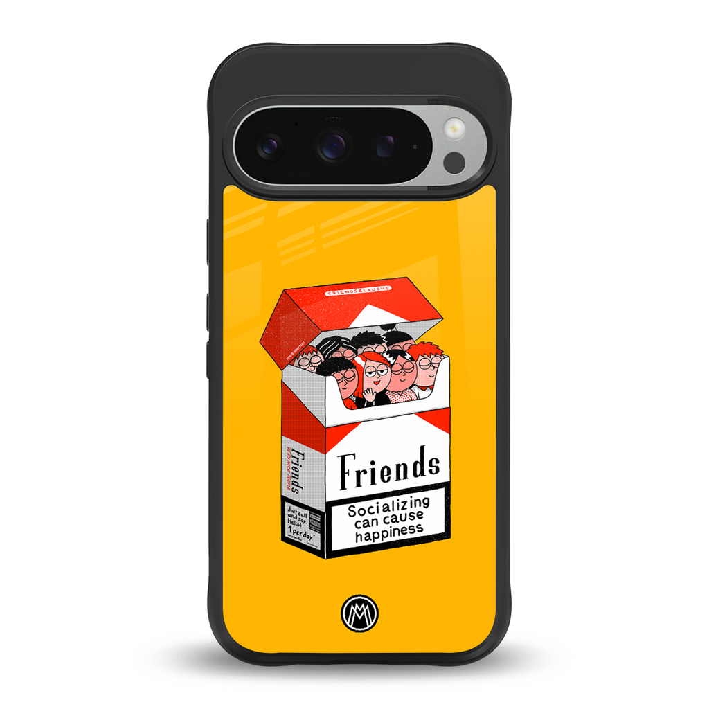 socializing can cause happiness back phone cover | glass case for google pixel 9 pro