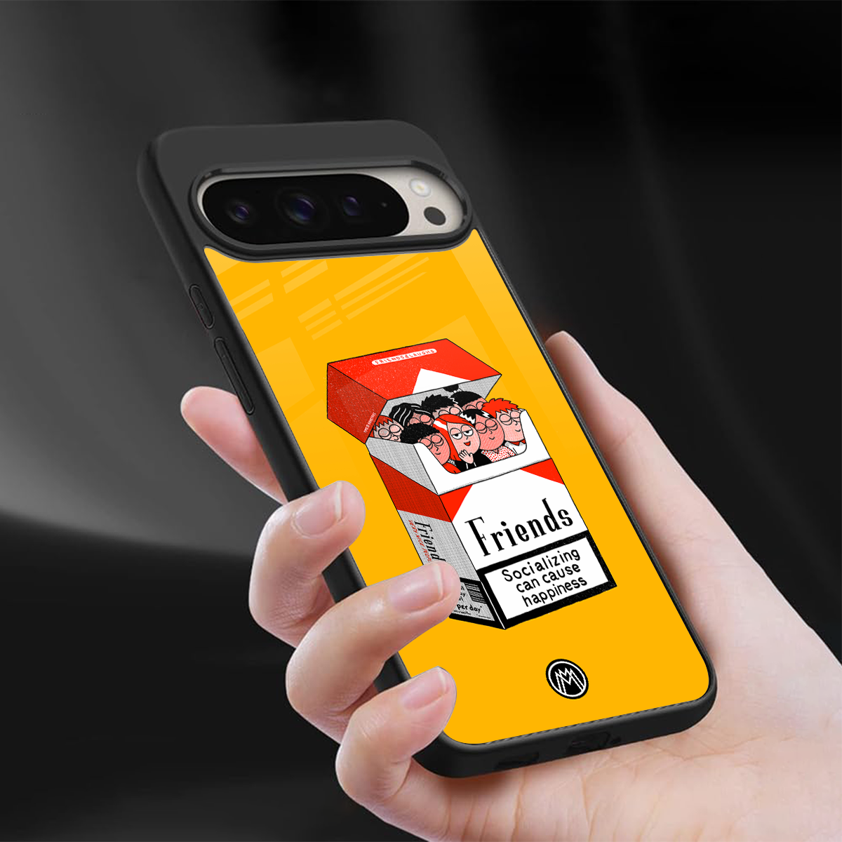 socializing can cause happiness back phone cover | glass case for google pixel 9 pro xl