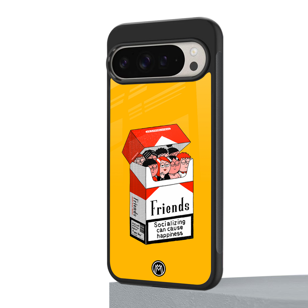 socializing can cause happiness back phone cover | glass case for google pixel 9 pro
