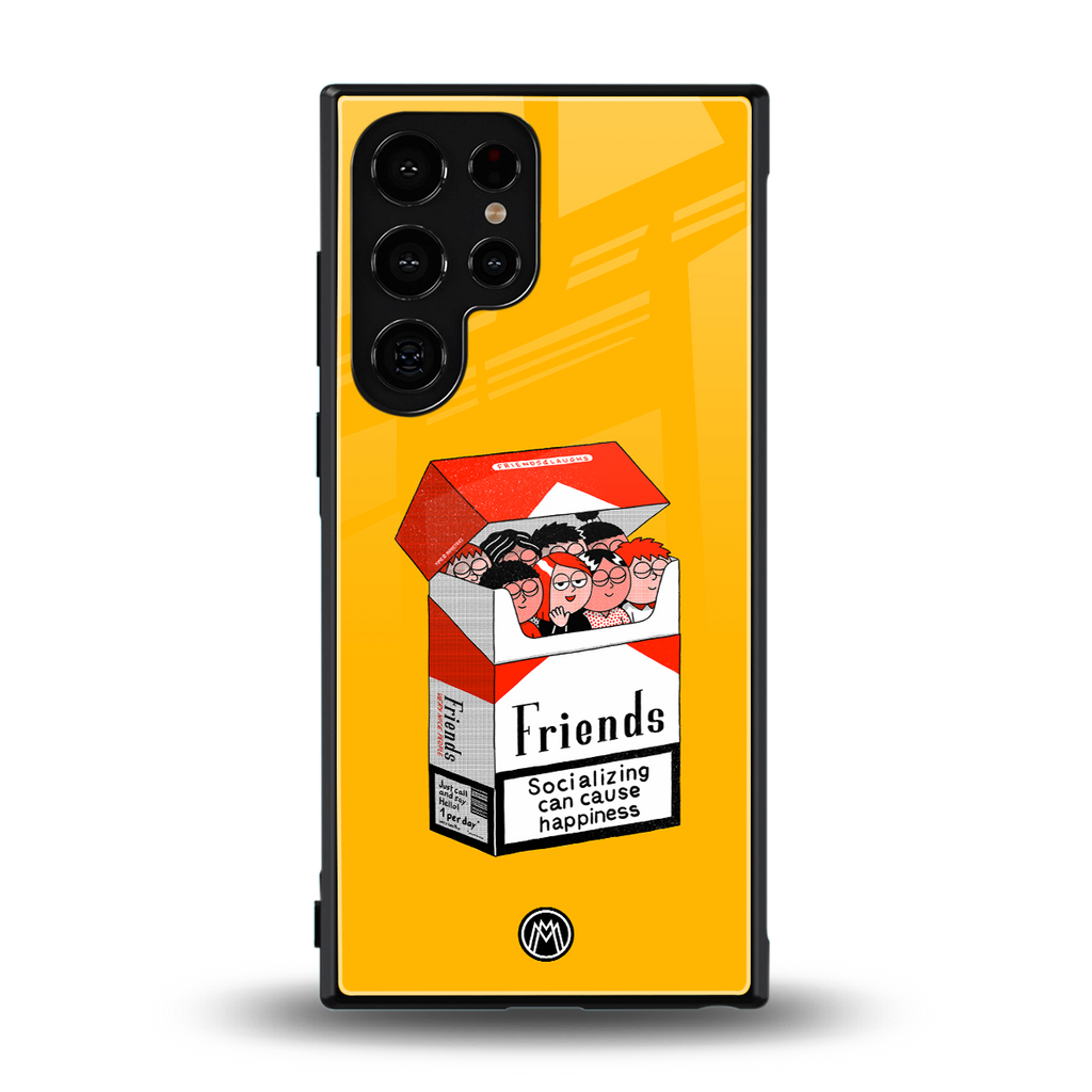 socializing can cause happiness back phone cover | glass case for samsung galaxy s23 ultra