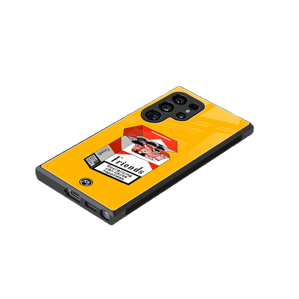 socializing can cause happiness back phone cover | glass case for samsung galaxy s23 ultra