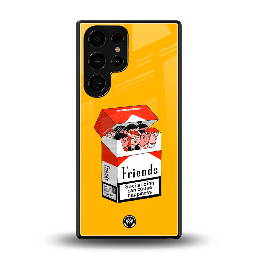 socializing can cause happiness back phone cover | glass case for samsung galaxy s25 ultra