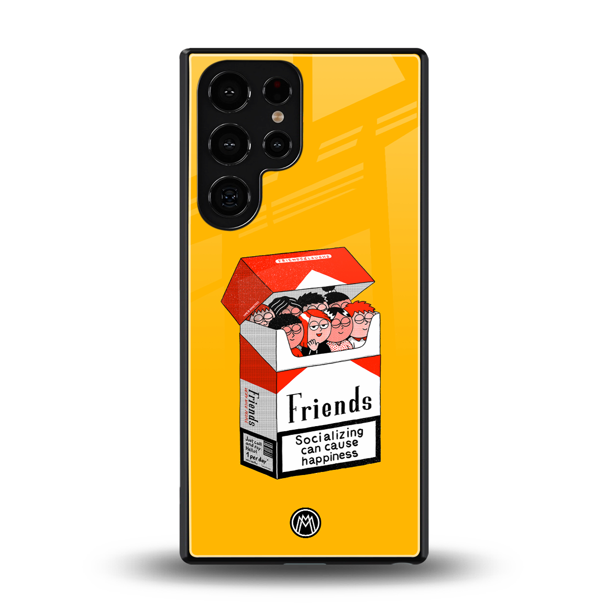 socializing can cause happiness back phone cover | glass case for samsung galaxy s25 ultra