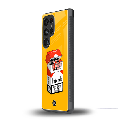 socializing can cause happiness back phone cover | glass case for samsung galaxy s25 ultra