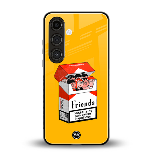 socializing can cause happiness back phone cover | glass case for samsung galaxy s24 fe