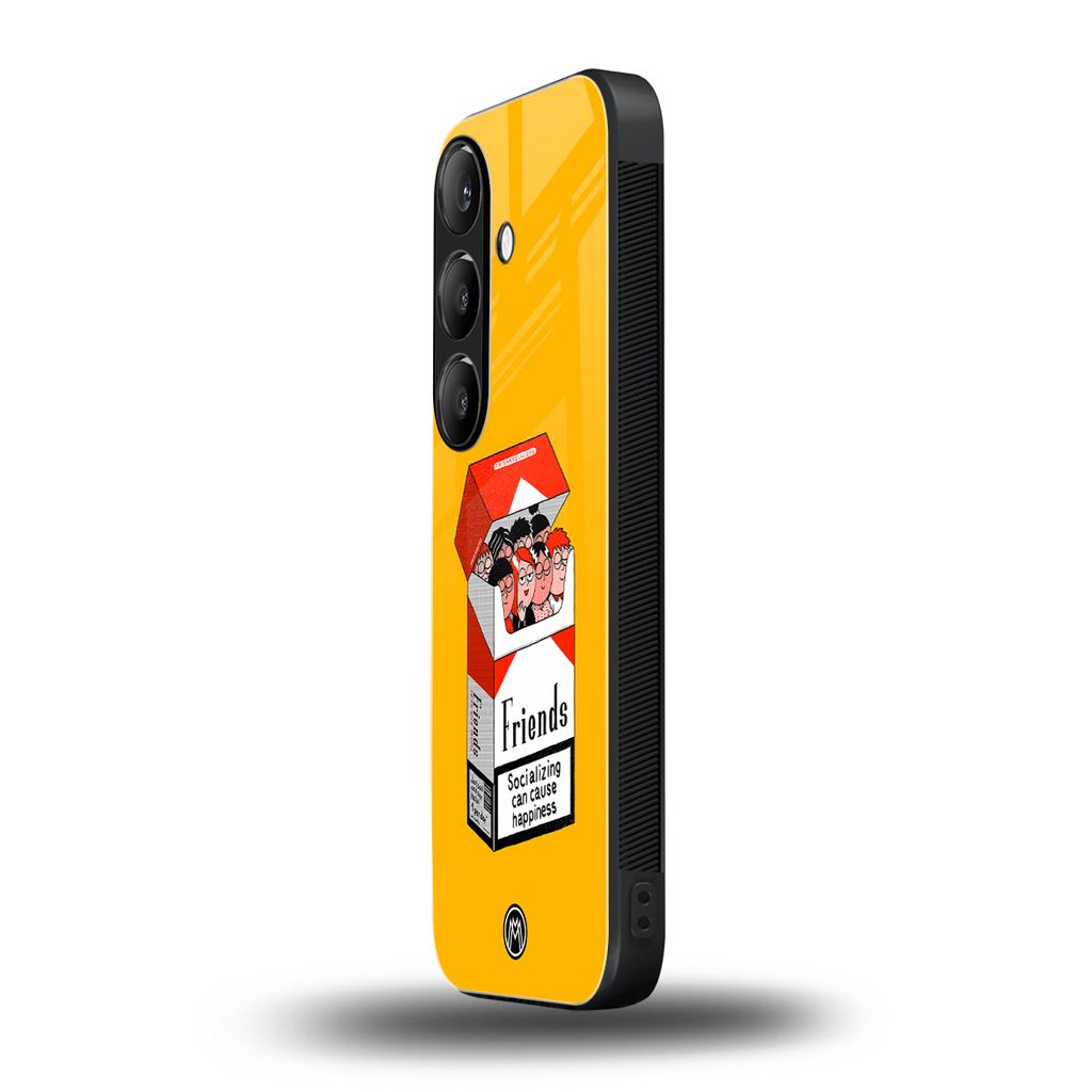 socializing can cause happiness back phone cover | glass case for samsung galaxy s25 plus