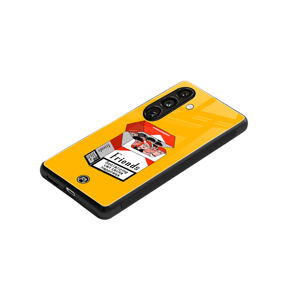 socializing can cause happiness back phone cover | glass case for samsung galaxy s24 plus