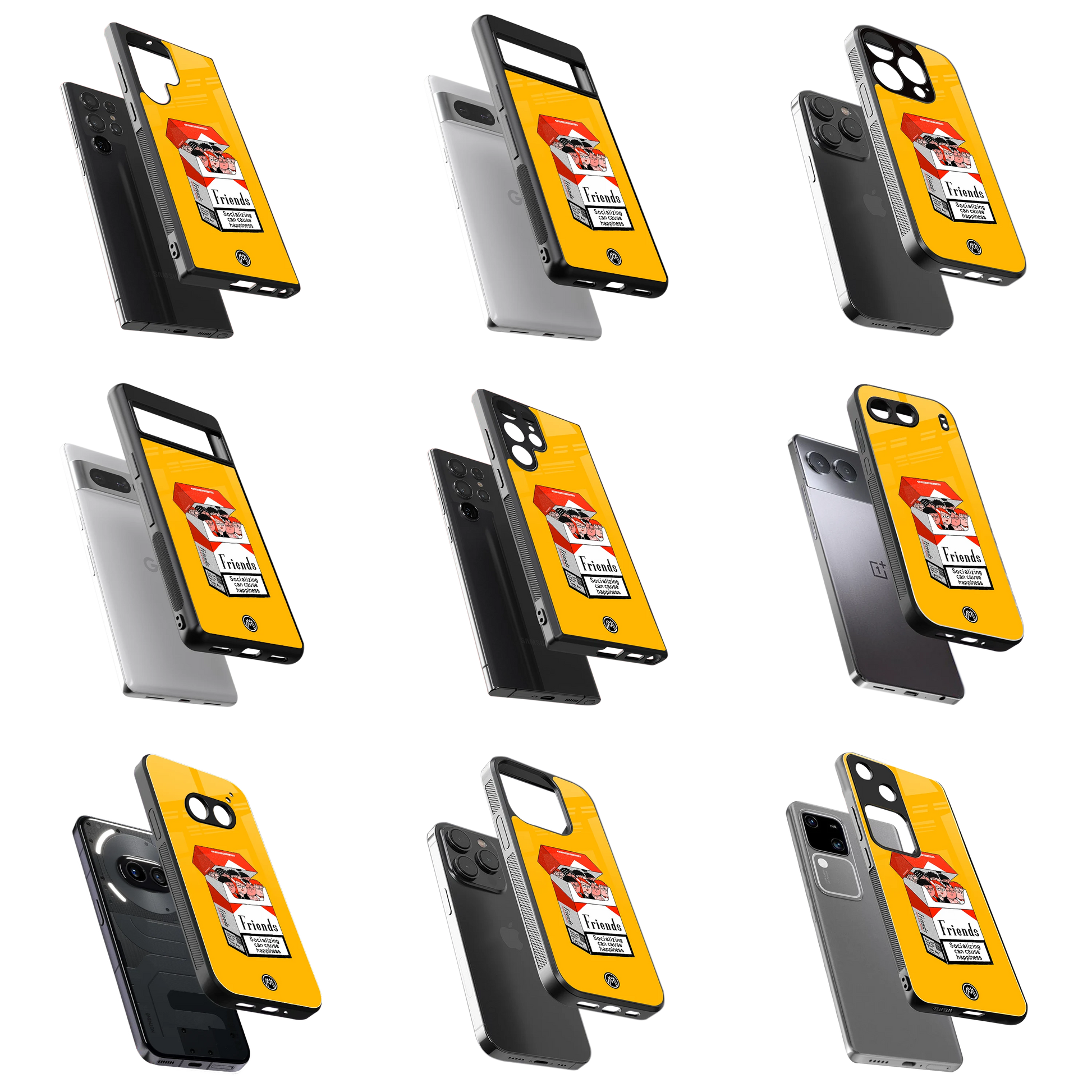 Durable Glass Back Mobile Case for iPhone, Samsung, OnePlus, Google Pixel, Redmi, Vivo, Oppo