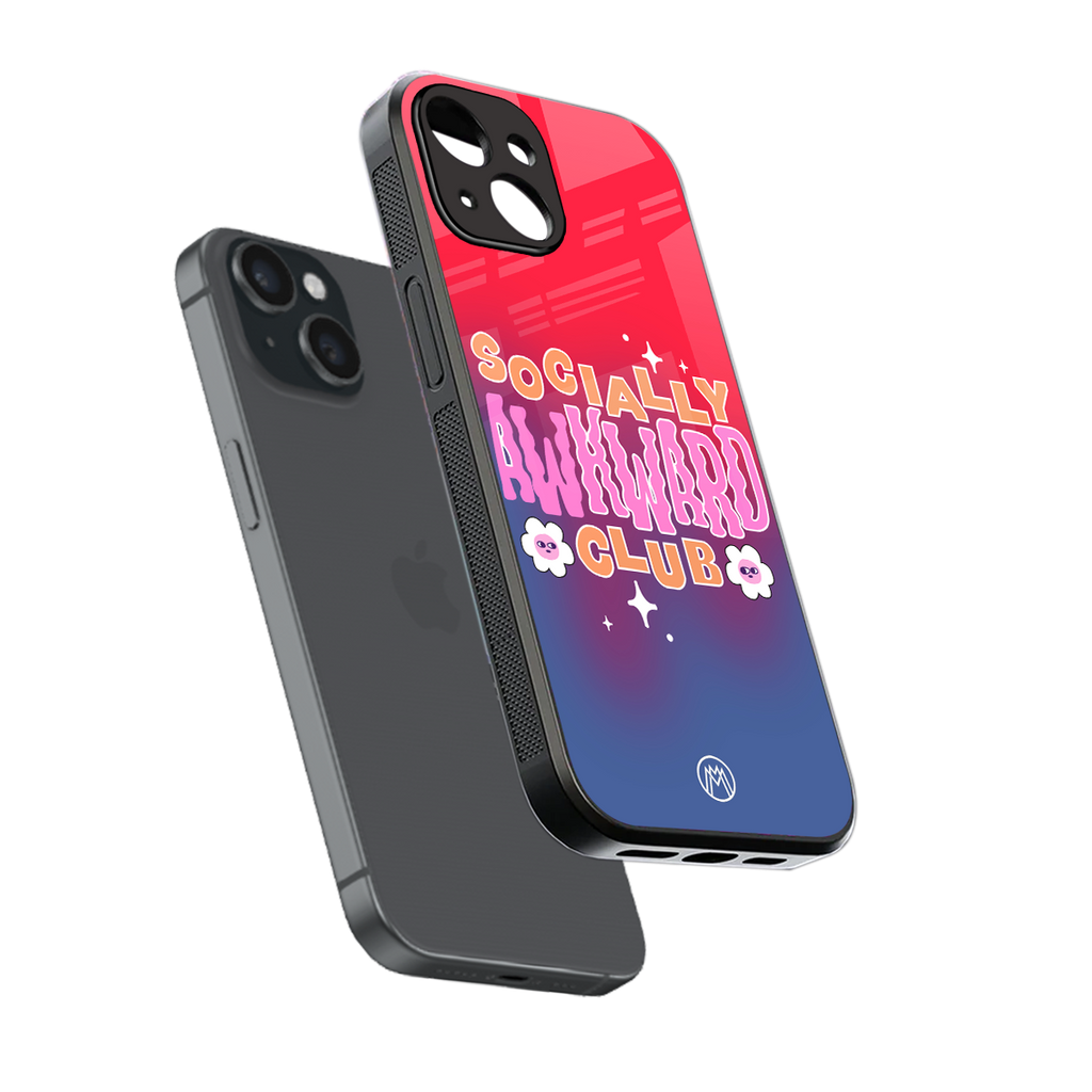 socially awkward club back phone cover | glass case for iphone 13 mini