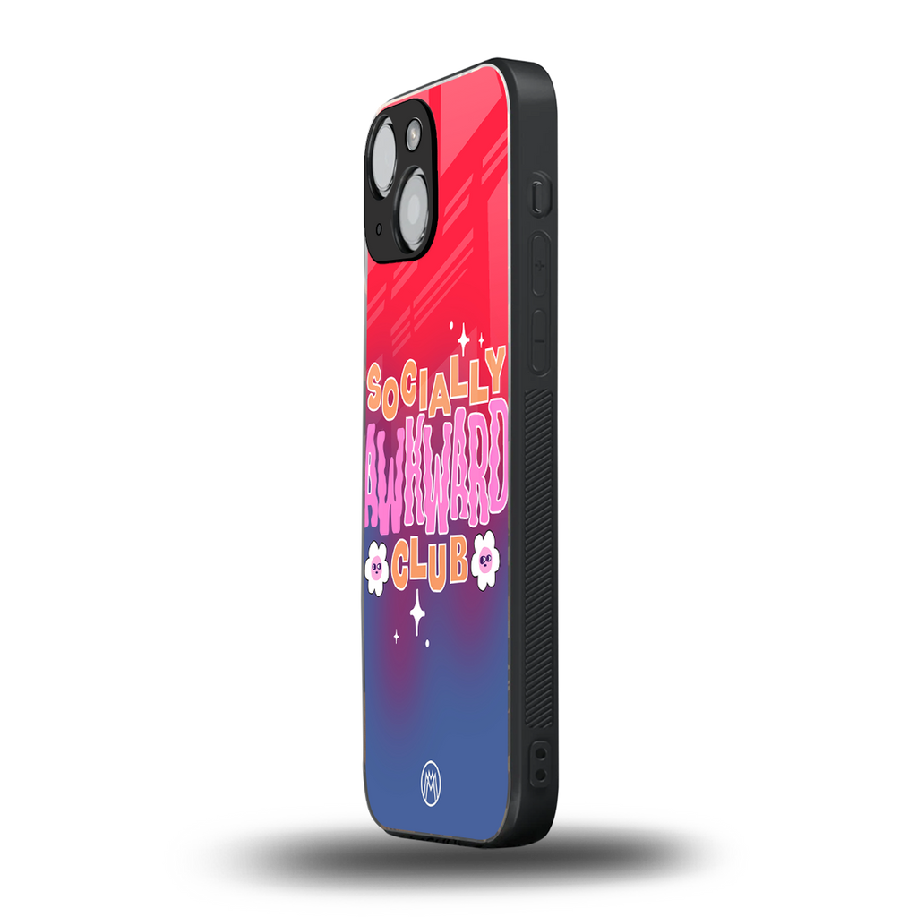 socially awkward club back phone cover | glass case for iphone 13 mini