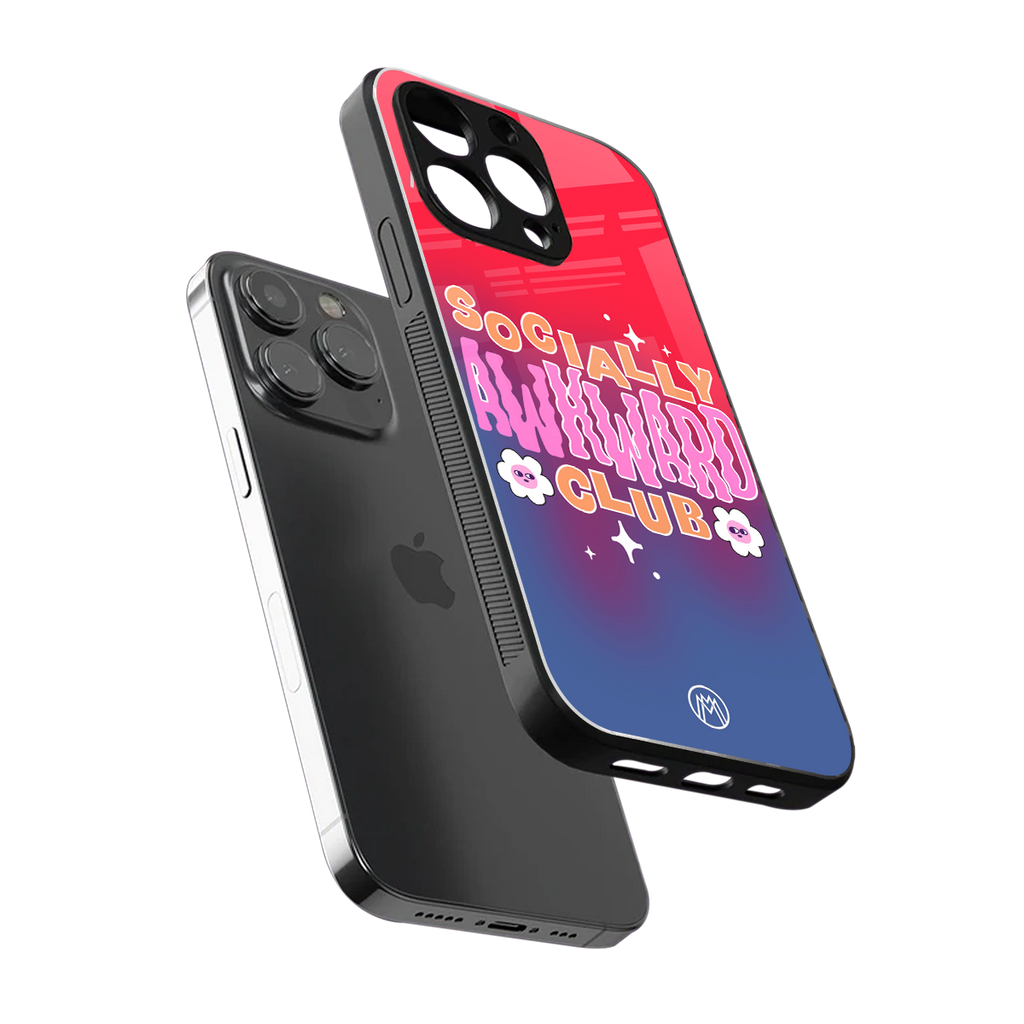 socially awkward club back phone cover | glass case for iphone 14 pro max
