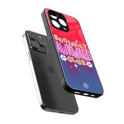 socially awkward club back phone cover | glass case for iphone 14 pro max