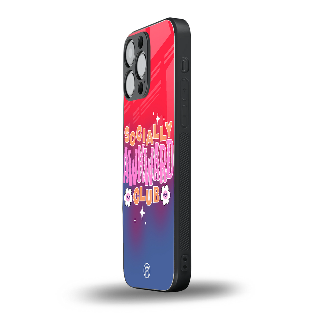 socially awkward club back phone cover | glass case for iphone 14 pro max