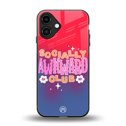 socially awkward club back phone cover | glass case for iphone 16 plus