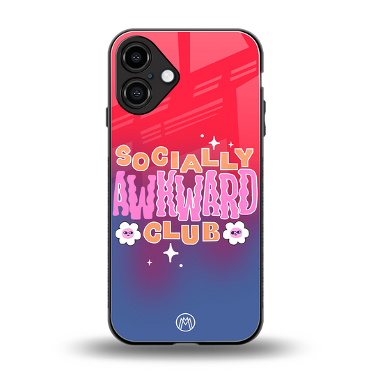 socially awkward club back phone cover | glass case for iphone 16 plus
