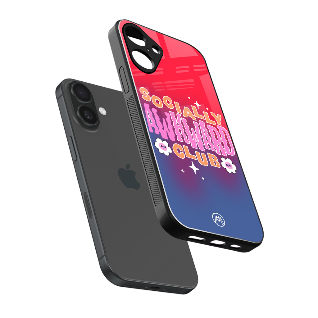 socially awkward club back phone cover | glass case for iphone 16 plus