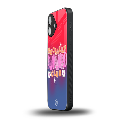 socially awkward club back phone cover | glass case for iphone 16 plus