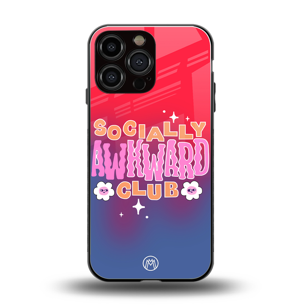 socially awkward club back phone cover | glass case for iphone 16 pro max
