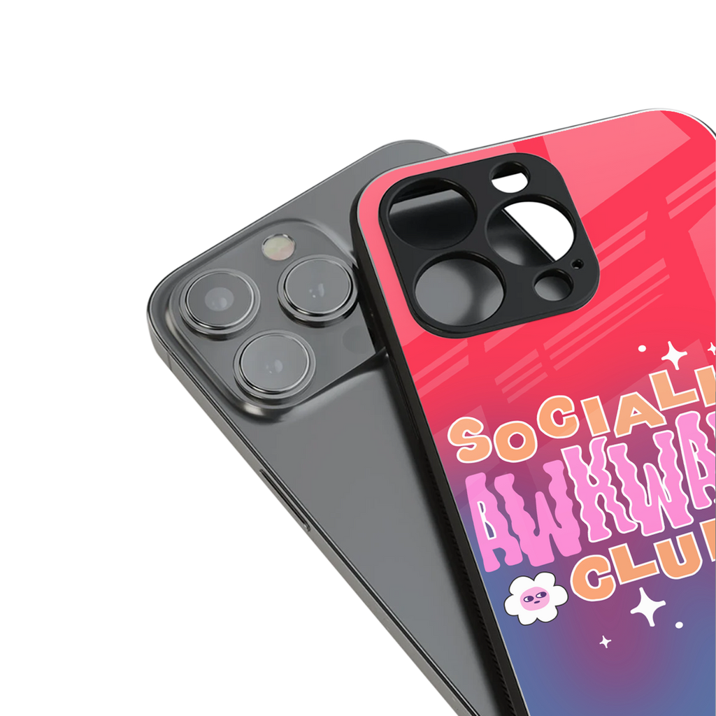 socially awkward club back phone cover | glass case for iphone 14 pro max