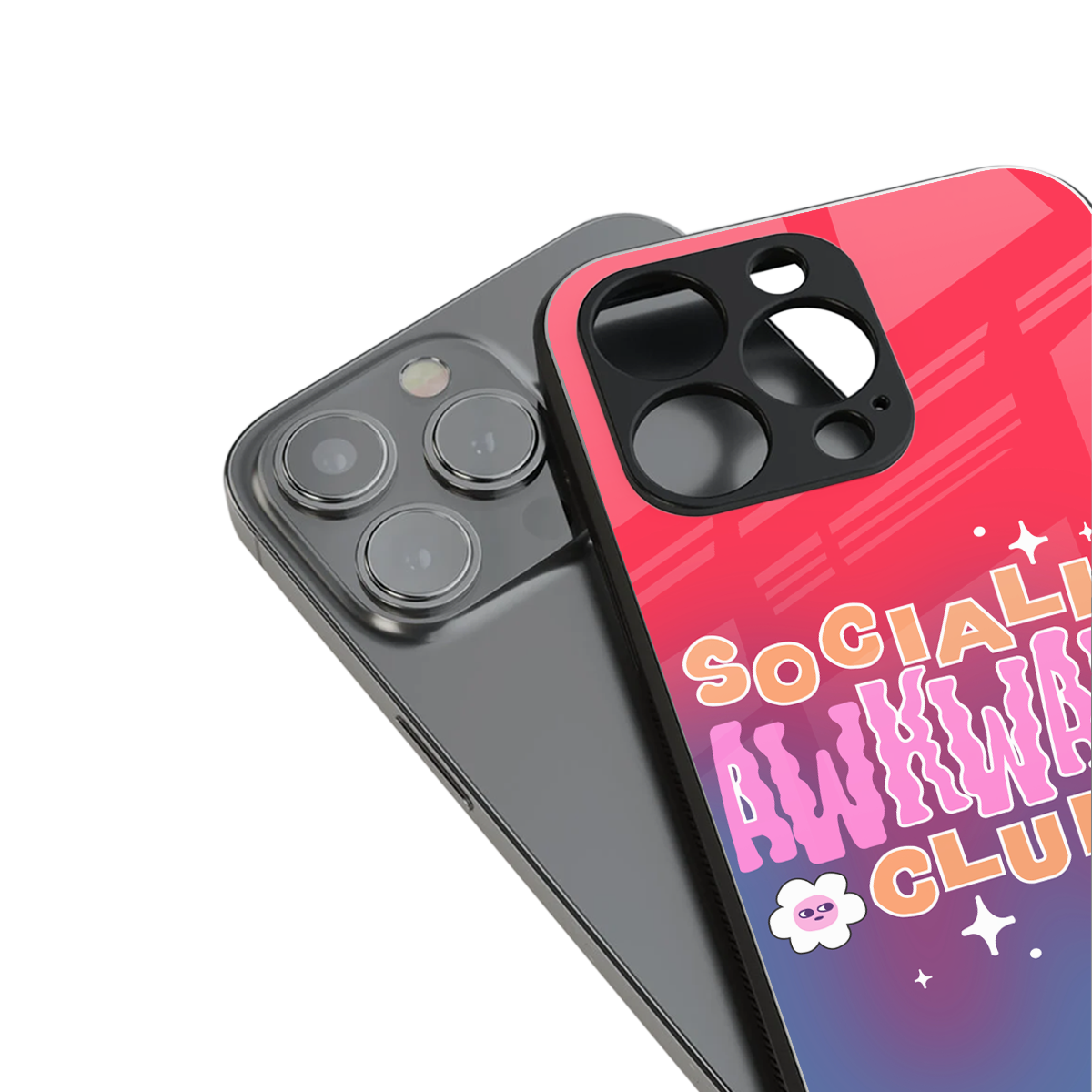 socially awkward club back phone cover | glass case for iphone 14 pro max