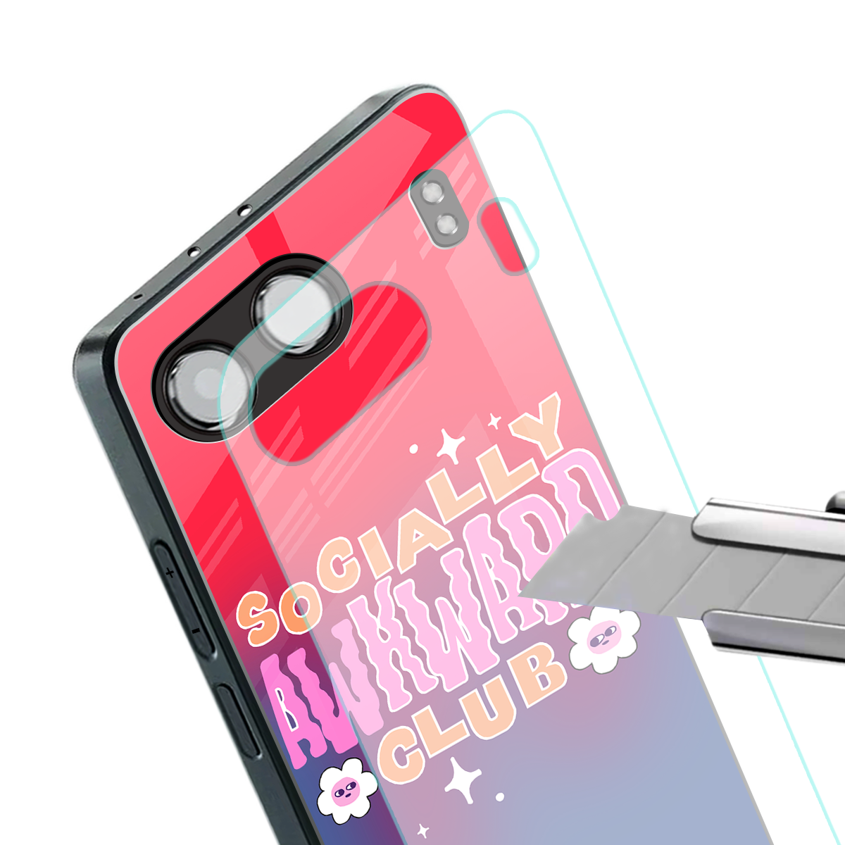 socially awkward club back phone cover | glass case for oneplus nord 4