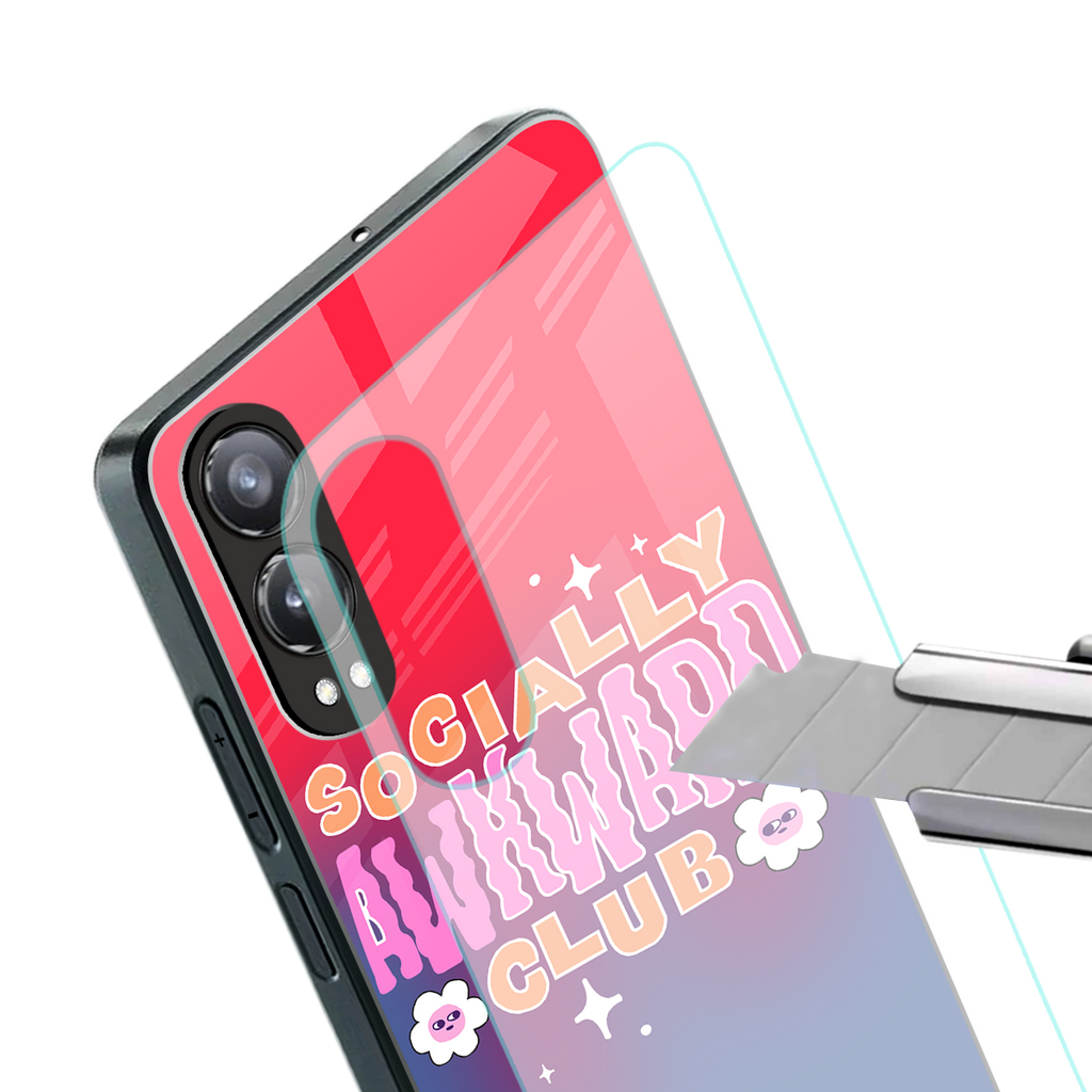 socially awkward club back phone cover | glass case for oneplus nord ce 4 lite