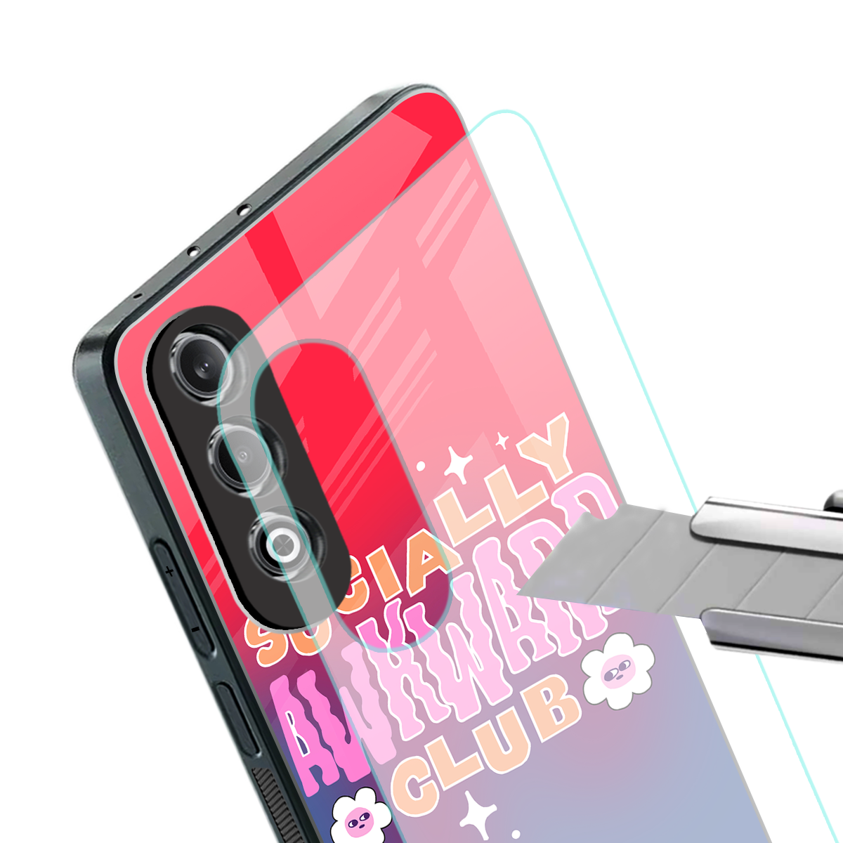 socially awkward club back phone cover | glass case for oneplus nord ce 4