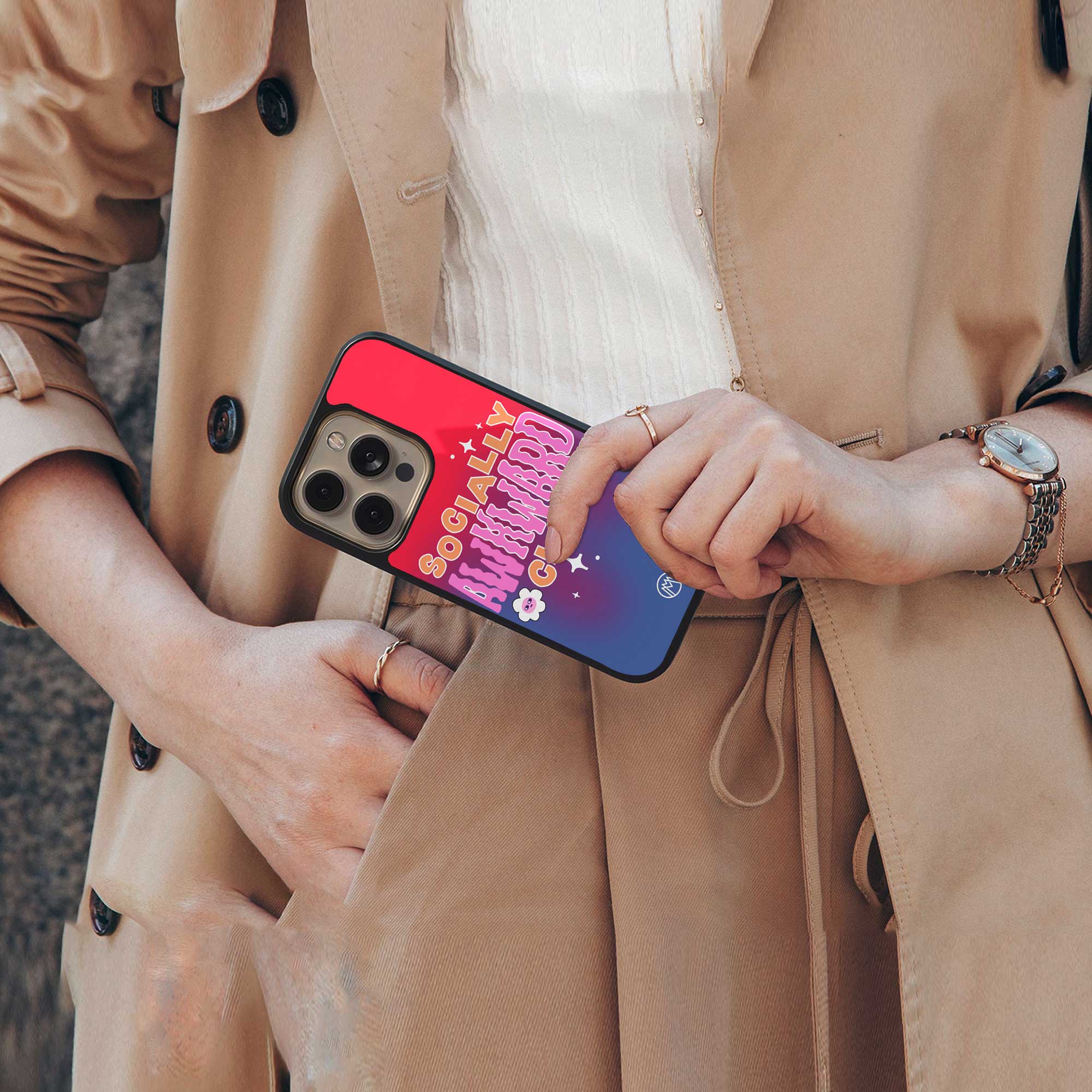 socially awkward club back phone cover | glass case for iphone 14 pro max