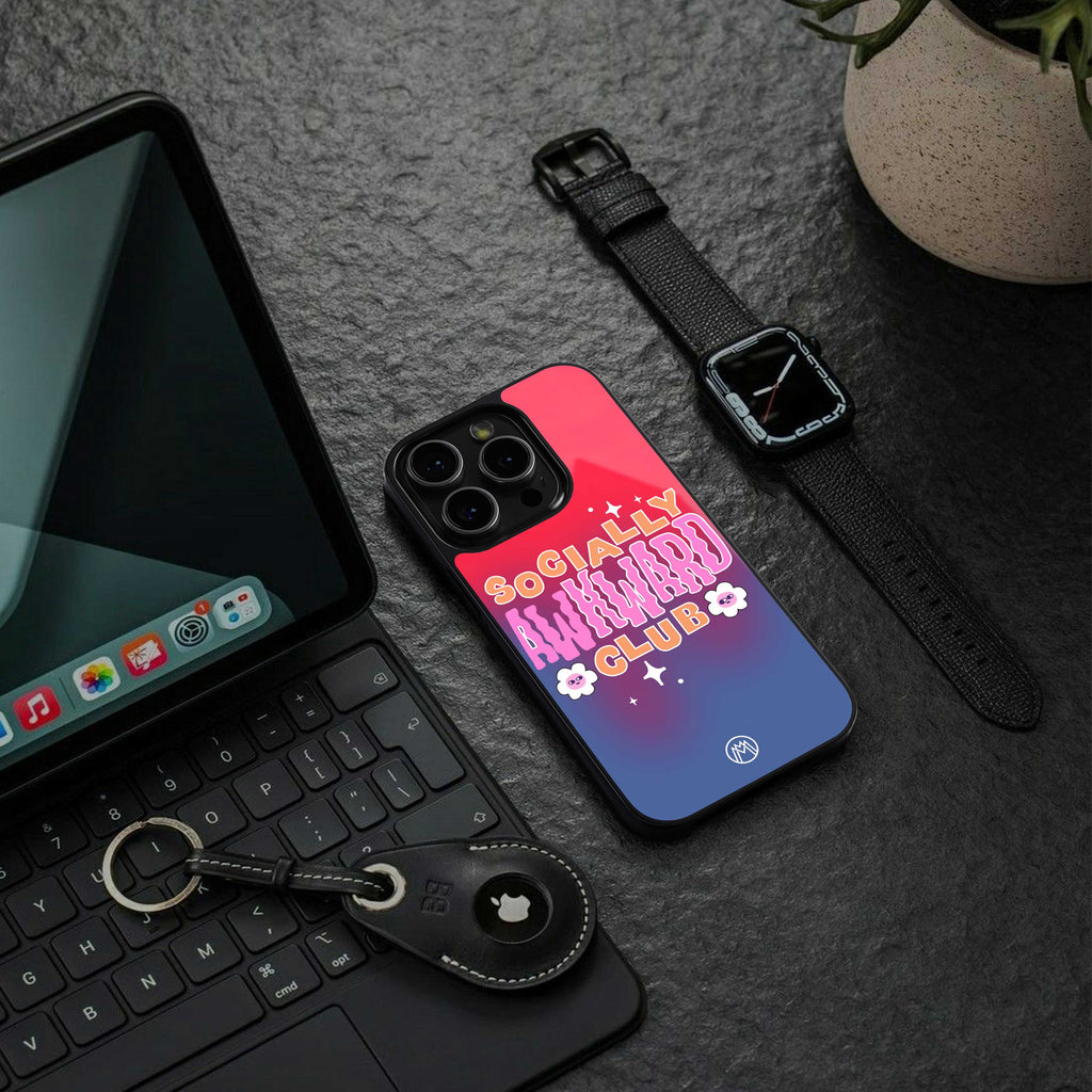 socially awkward club back phone cover | glass case for iphone 14 pro max
