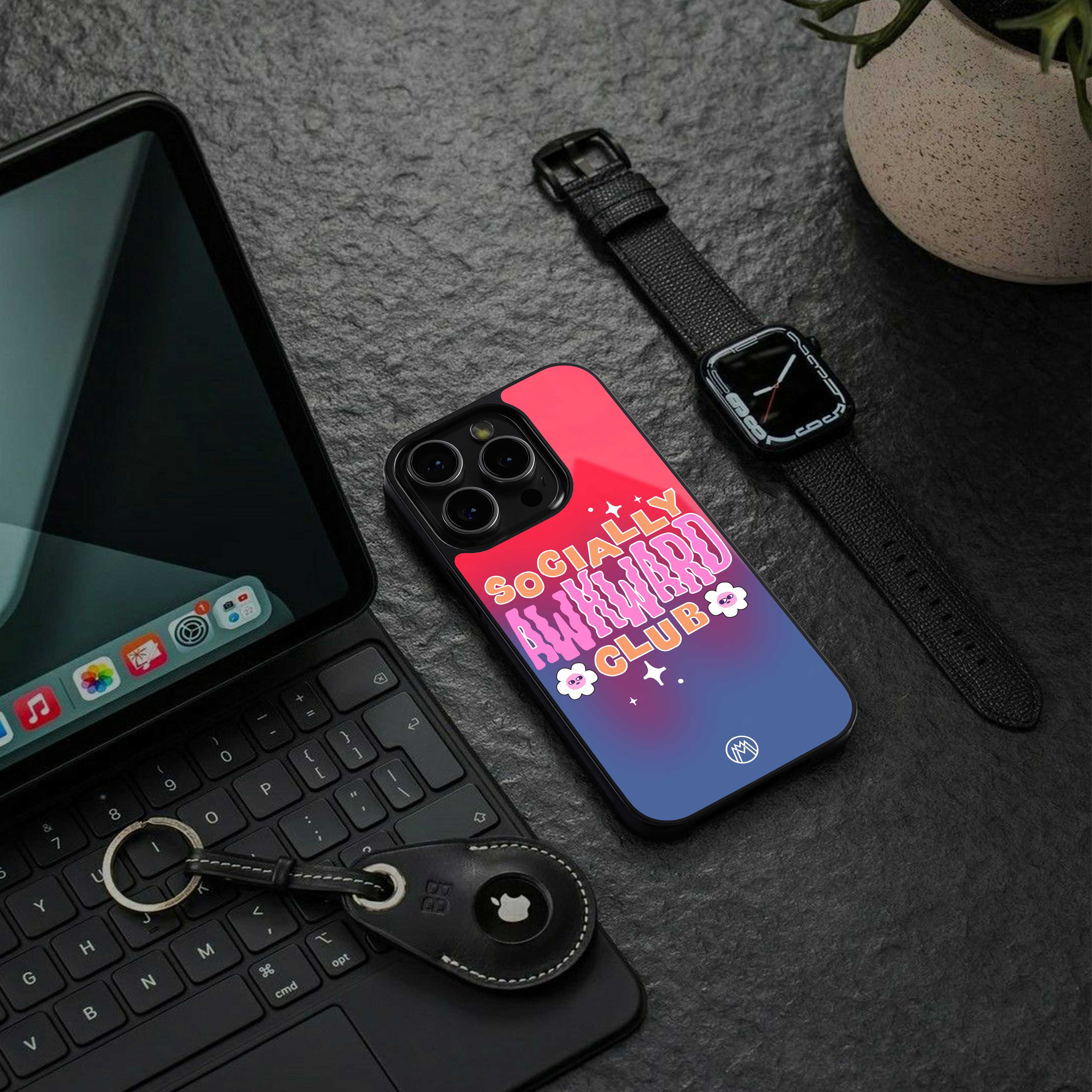 socially awkward club back phone cover | glass case for iphone 14 pro max