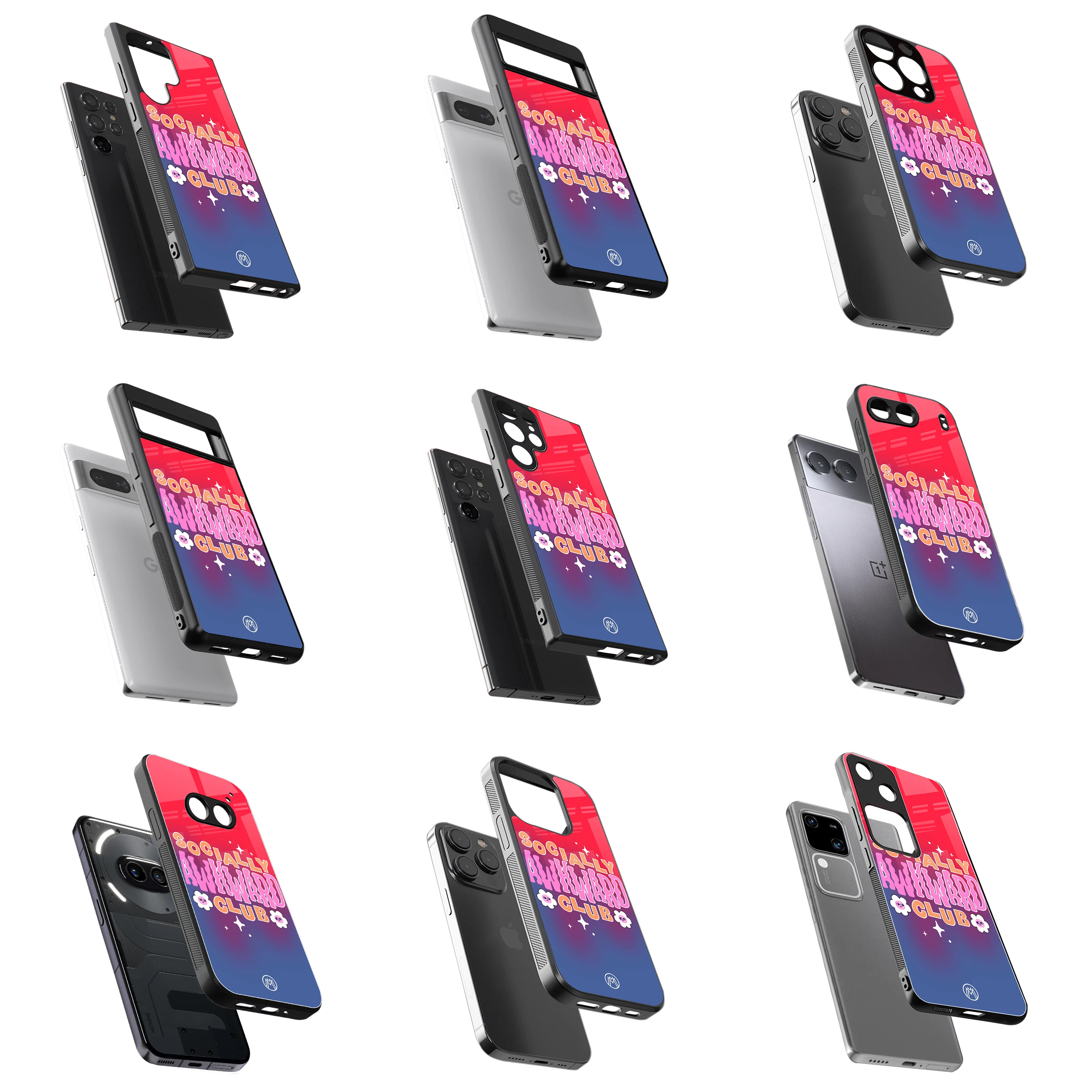 Durable Glass Back Mobile Case for iPhone, Samsung, OnePlus, Google Pixel, Redmi, Vivo, Oppo
