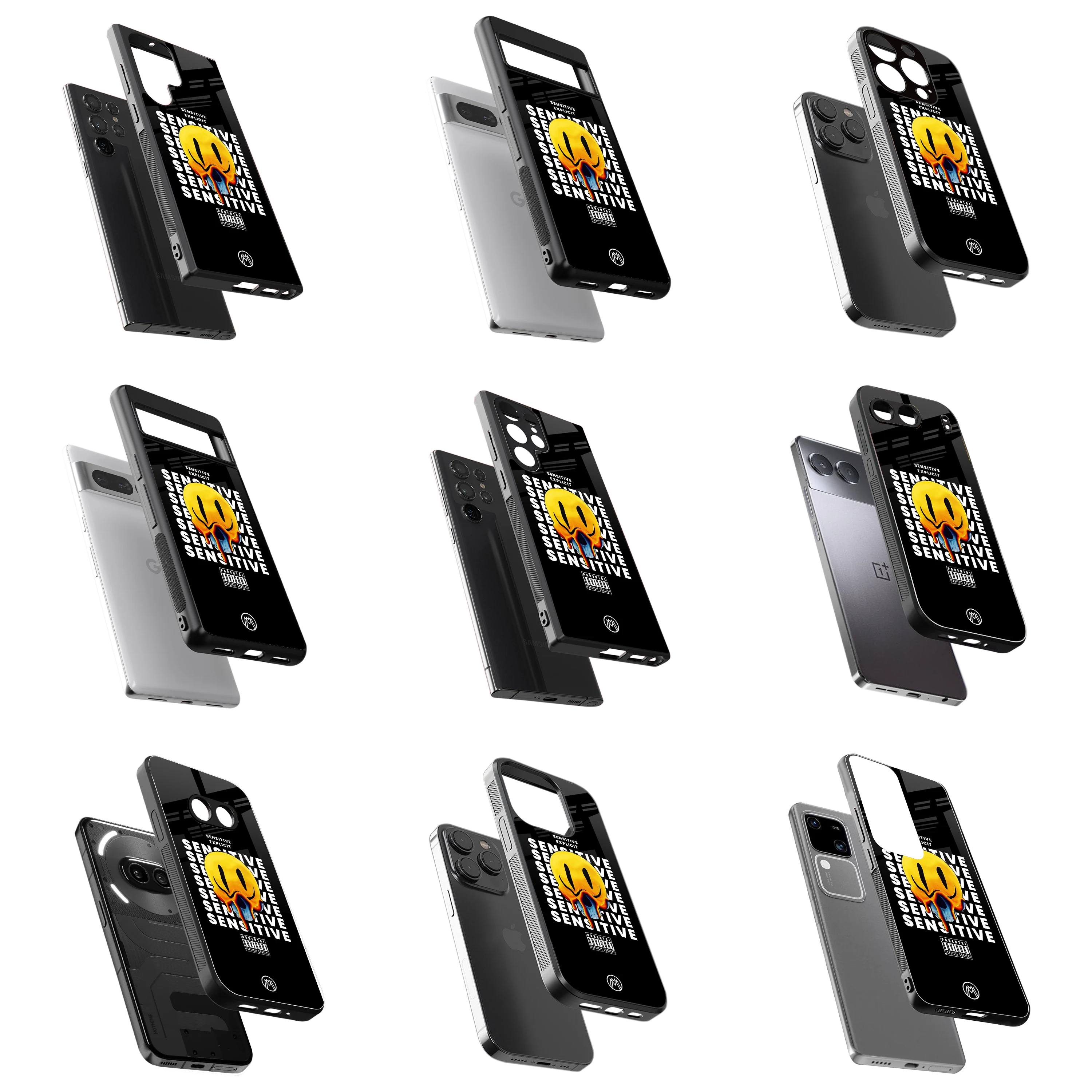 Durable Glass Back Mobile Case for iPhone, Samsung, OnePlus, Google Pixel, Redmi, Vivo, Oppo