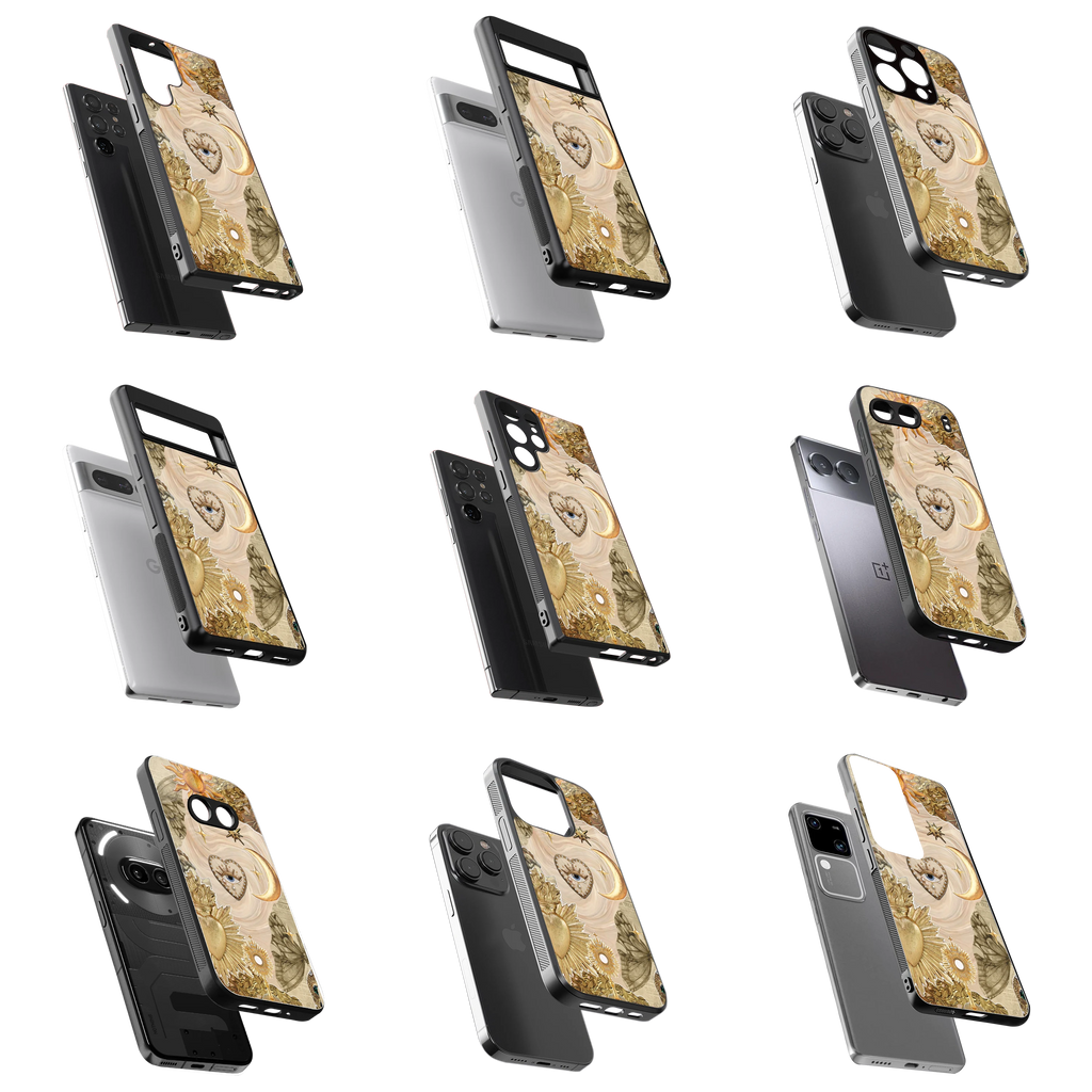Durable Glass Back Mobile Case for iPhone, Samsung, OnePlus, Google Pixel, Redmi, Vivo, Oppo