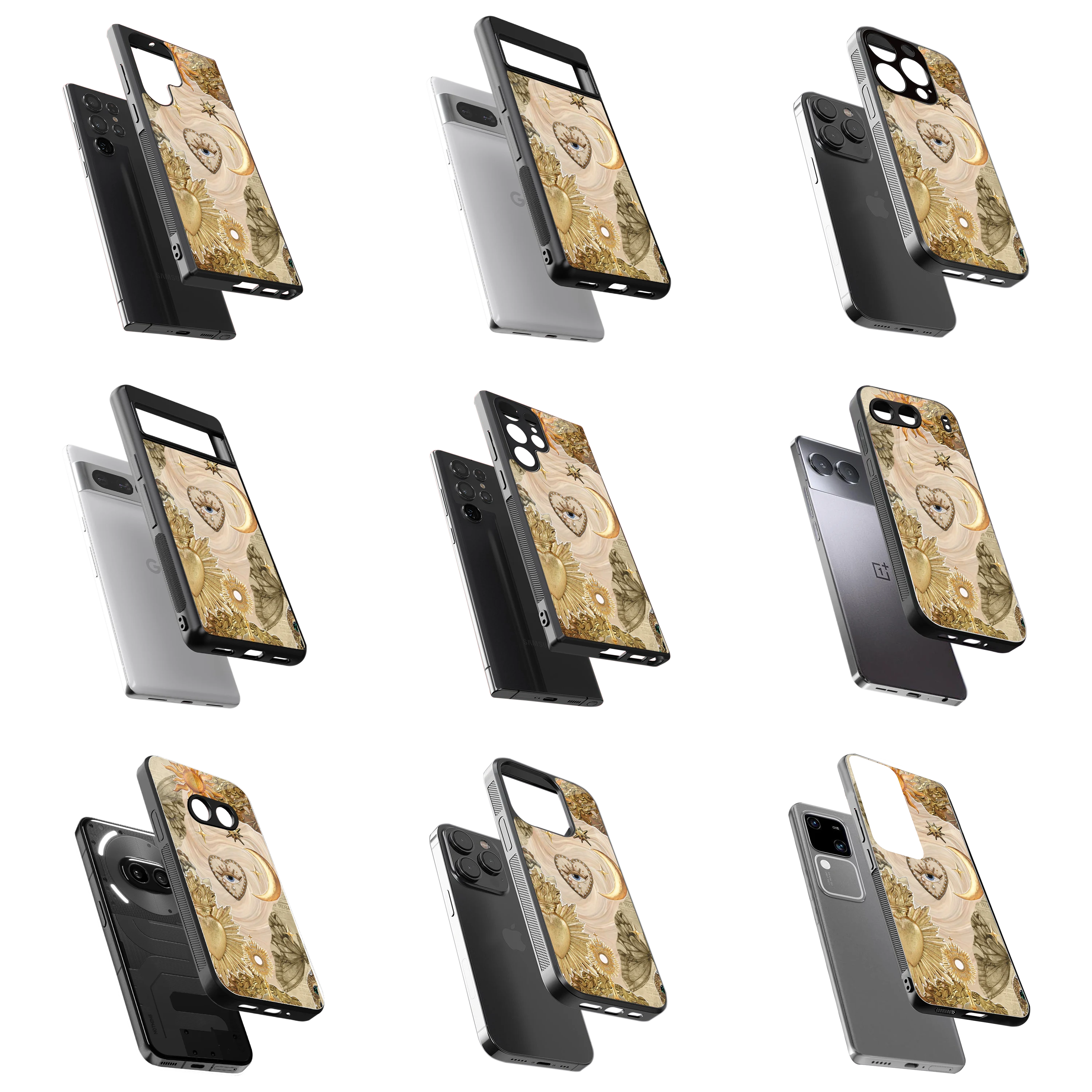 Durable Glass Back Mobile Case for iPhone, Samsung, OnePlus, Google Pixel, Redmi, Vivo, Oppo