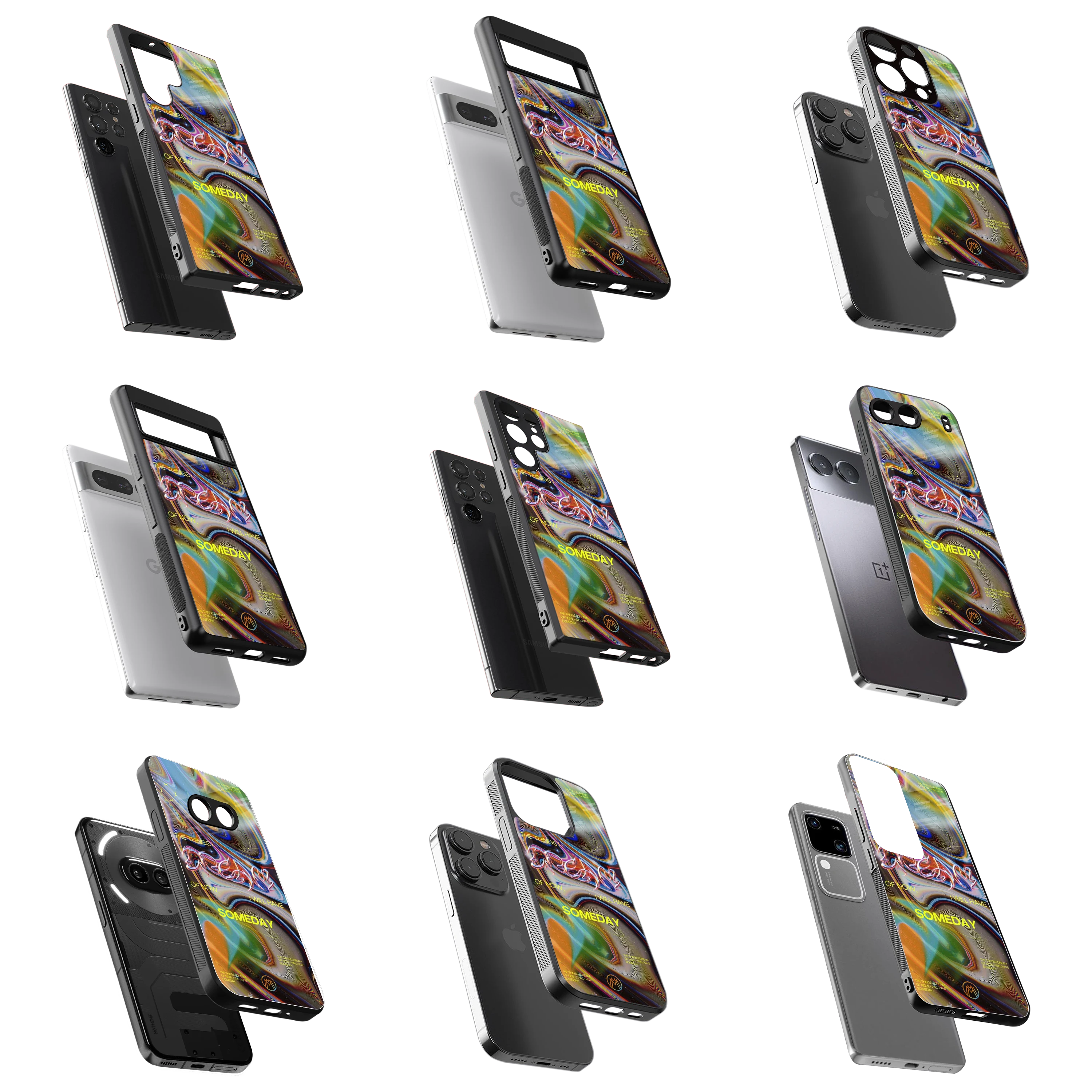 Durable Glass Back Mobile Case for iPhone, Samsung, OnePlus, Google Pixel, Redmi, Vivo, Oppo
