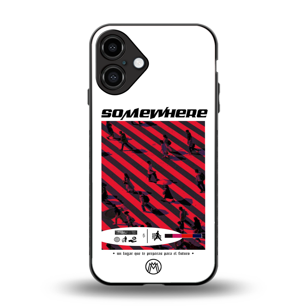 somewhere on the planet back phone cover | glass case for iphone 16 plus