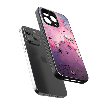 space pink aesthetic back phone cover | glass case for iphone 13 pro max