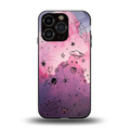 space pink aesthetic back phone cover | glass case for iphone 13 pro