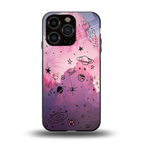 space pink aesthetic back phone cover | glass case for iphone 13 pro