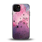 space pink aesthetic back phone cover | glass case for iphone 13