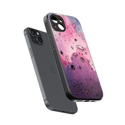 space pink aesthetic back phone cover | glass case for iphone 14 plus