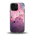 space pink aesthetic back phone cover | glass case for iphone 16 pro max
